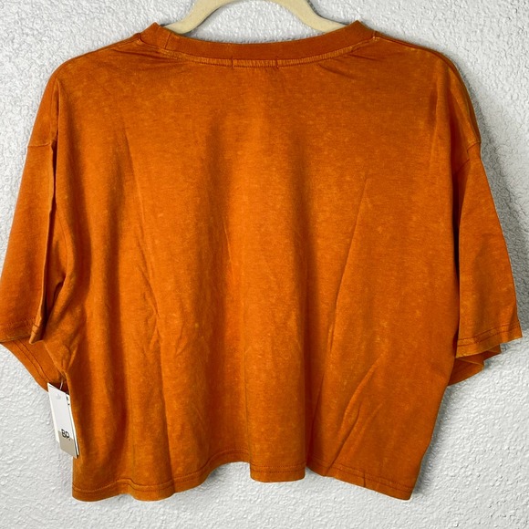 BP. Cropped TShirt Large Womens Orange Short Sleeve Distressed Front Pocket - Picture 8 of 11